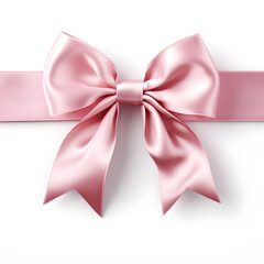 Naklejka premium Pink silky bow and ribbon isolated on white background