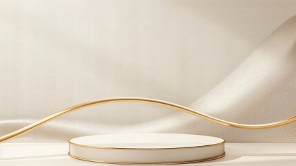 Luxury golden and white podium product display. 3D stage for displaying a cosmetic product. Perfect platform for showing your products.