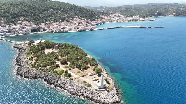 Aerial view of Githio island (Gythio town) in Laconia, Peloponne
