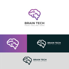 Creative Digital Brain vector Logo.
