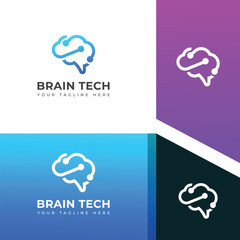 Creative Digital Brain vector Logo.