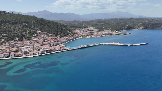 Aerial view of Githio island (Gythio town) in Laconia, Peloponne
