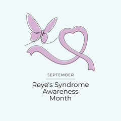 Reyes Syndrome Awareness Month. Line art design. Line art ribbon. Good for usage. Continuous line. eps 10.