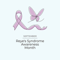 Reyes Syndrome Awareness Month. Line art design. Line art ribbon. Good for usage. Continuous line. eps 10.