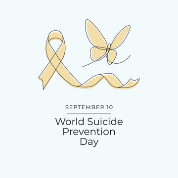 World suicide prevention day design template good for celebration. Line ribbon template design. Continuous line. eps 10.
