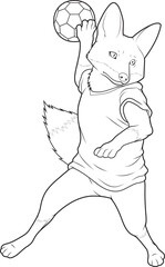 Fox Handball player Handball Animal Vector Graphic Art Illustration