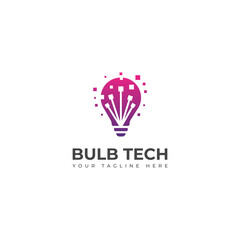  Creative Bulb tech vector logo.