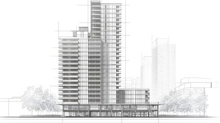 Fototapeta premium A building with many floors and a lot of windows. The building is very tall and has a lot of space inside 
