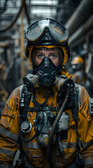 Man Wearing Protective Gas Mask