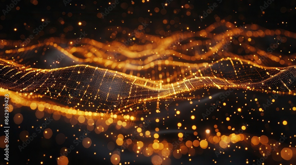 Aufkleber abstract 3d digital background with flowing particles and geometric shapes futuristic technology con