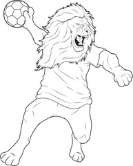 Lion Handball player Handball Animal Vector Graphic Art Illustration