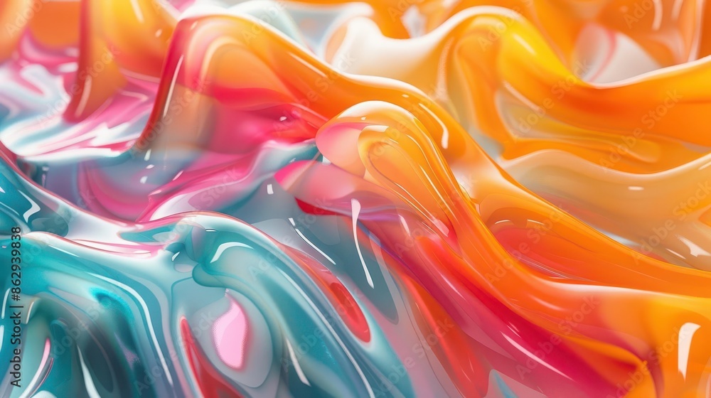 Poster abstract colorful wavy liquid background realistic 3d render