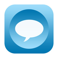 Talk bubble blue icon isolated on white background