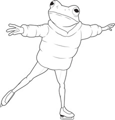 Frog Ice skating Ice skates Animal Vector Graphic Art Illustration