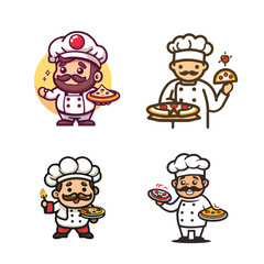 chef man with pizza mascot character