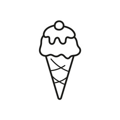 Berry ice cream. Ice cream cone. Coloring. Black and white vector illustration.