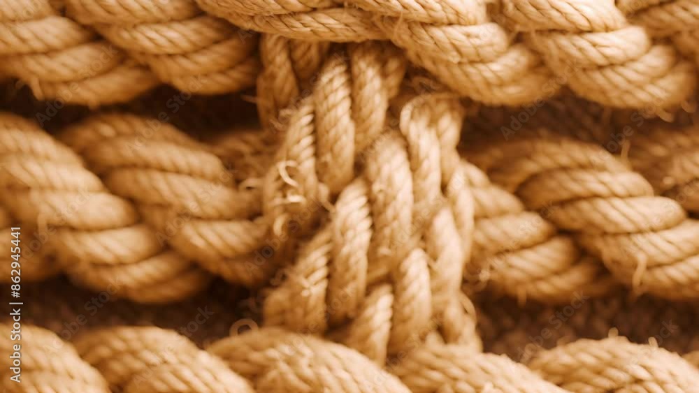 Poster a closeup of a knotted rope its tightly intertwined fibers creating a complex and sy pattern that sp