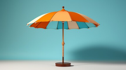 Orange and Blue Striped Beach Umbrella
