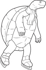 Turtle Ice skating Ice skates Animal Vector Graphic Art Illustration