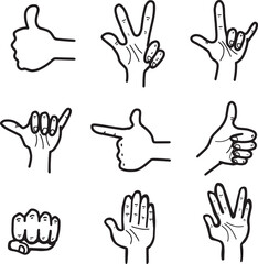 illustration doodle hands black and white