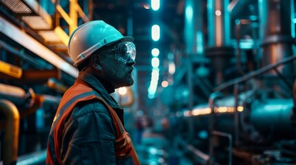 Professional industrial engineer working in a realistic setting at a manufacturing plant