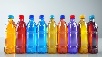 Colorful plastic bottle close up, depicting Bisphenol A in food packaging and health hazards, banner