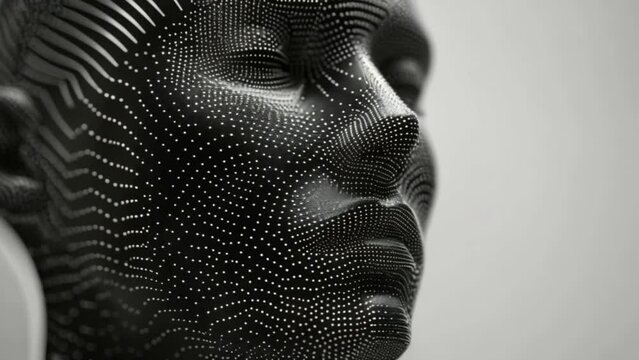 digital robotic human android face black Generative AI