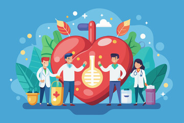Organ donation day illustration with heart.  