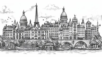 Obraz premium Paris, France. Beautiful sketch of Paris. Discover the beauty of Paris.