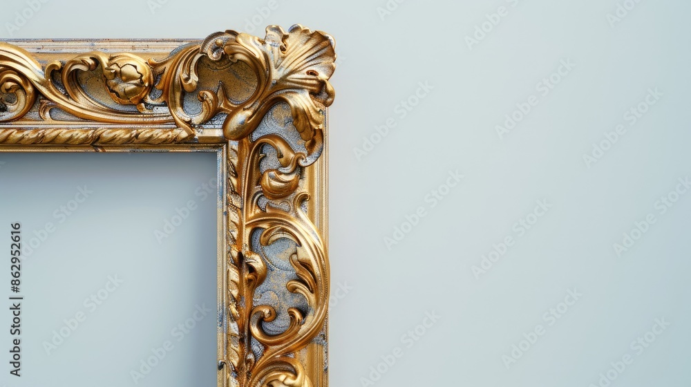 Poster frame at an angle on white background with clipping path