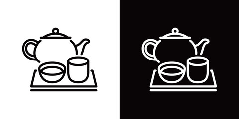 シンプルな台湾茶のラインアイコン