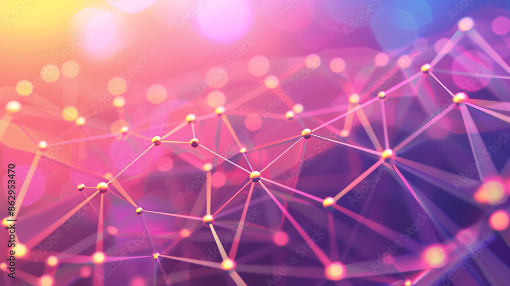 Poster Abstract image of a plexus network forming a technological background