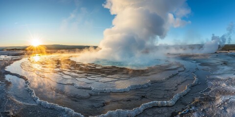 Fototapeta premium Hot spring in Yellowstone National Park, Wyoming, USA.