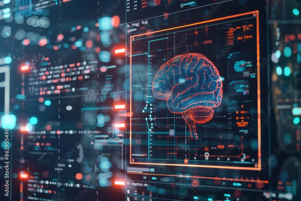 Poster brain interface advances holographic brain scan and data visualization for tech development