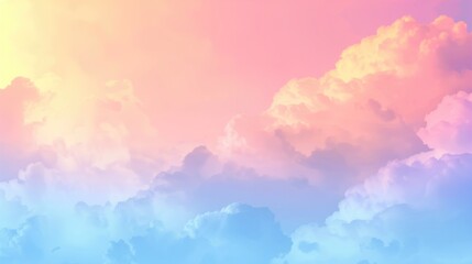 Sky and soft cloud with pastel color filter and grunge texture, nature abstract background, Fantasy magical sunny sky pastel background with colorful cloudy sky, generative ai