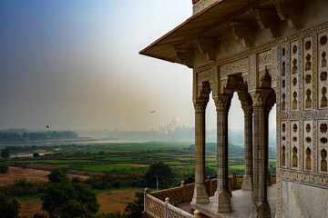 Nice view of Taj Maha from Red Fort in Agra