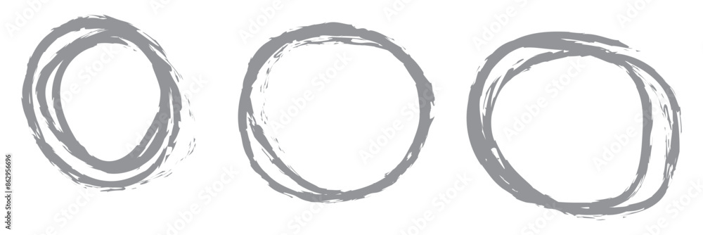 Aufkleber highlight circle frames. for message note mark design element. set hand drawn pencil or marker round