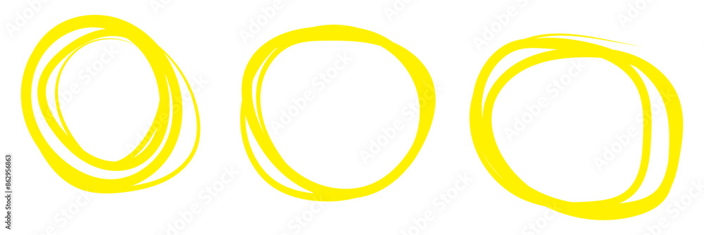 Poster highlight circle frames. for message note mark design element. set hand drawn pencil or marker round