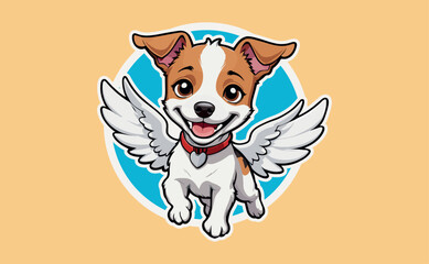 Premium vector of dog mascot, dog with wings, cute angel dog, little angel dog design