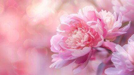 Obraz premium Pink peony flower blossoms in the garden