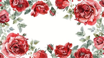 rose flower in watercolor background for wedding invitation template mockup style frame on white background