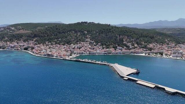 Aerial view of Githio island (Gythio town) in Laconia, Peloponne

