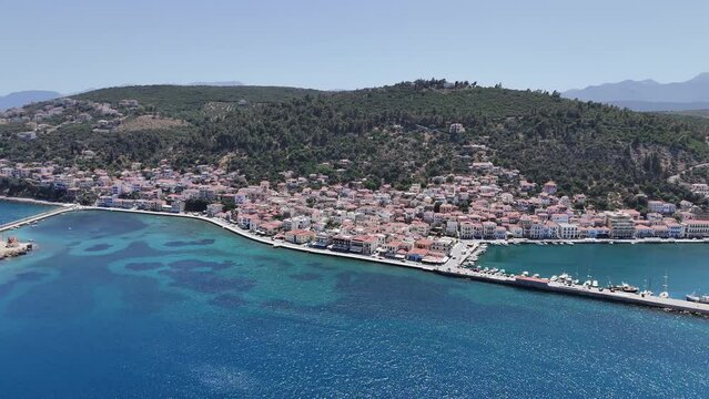 Aerial view of Githio island (Gythio town) in Laconia, Peloponne

