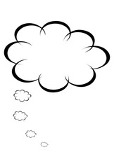black outline cloud thought icon vector image, outline vector thought cloud in black color