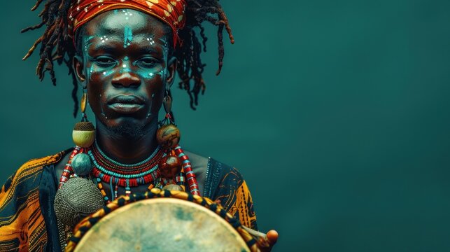 A striking portrait of a person with a drum head instead of a regular human head, the body clothed in a trendy outfit. The background is minimal, allowing the focus to remain on the intriguing blend