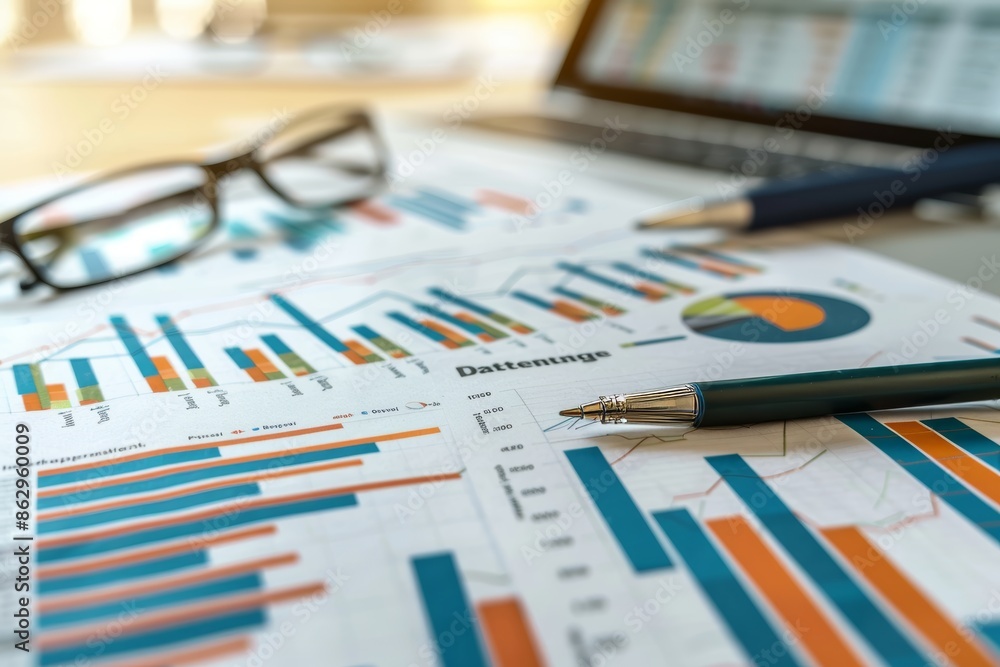 Poster in depth analysis of financial accounting stock market graphs and charts for comprehensive insights