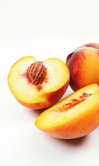 sliced ​​fresh peaches on white background