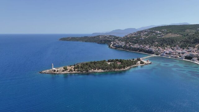 Aerial view of Githio island (Gythio town) in Laconia, Peloponne
