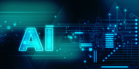 2d illustration Artificial Intelligence (AI) concept