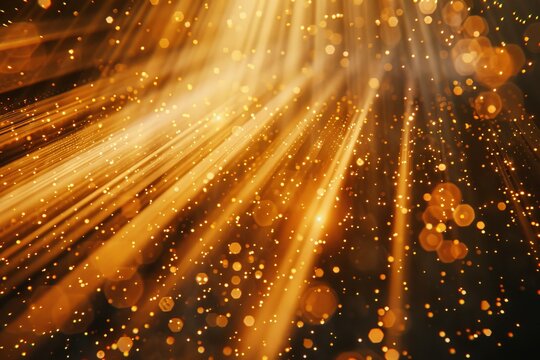 Golden stadium lights shining with radiant rays in generative ai artistic representation